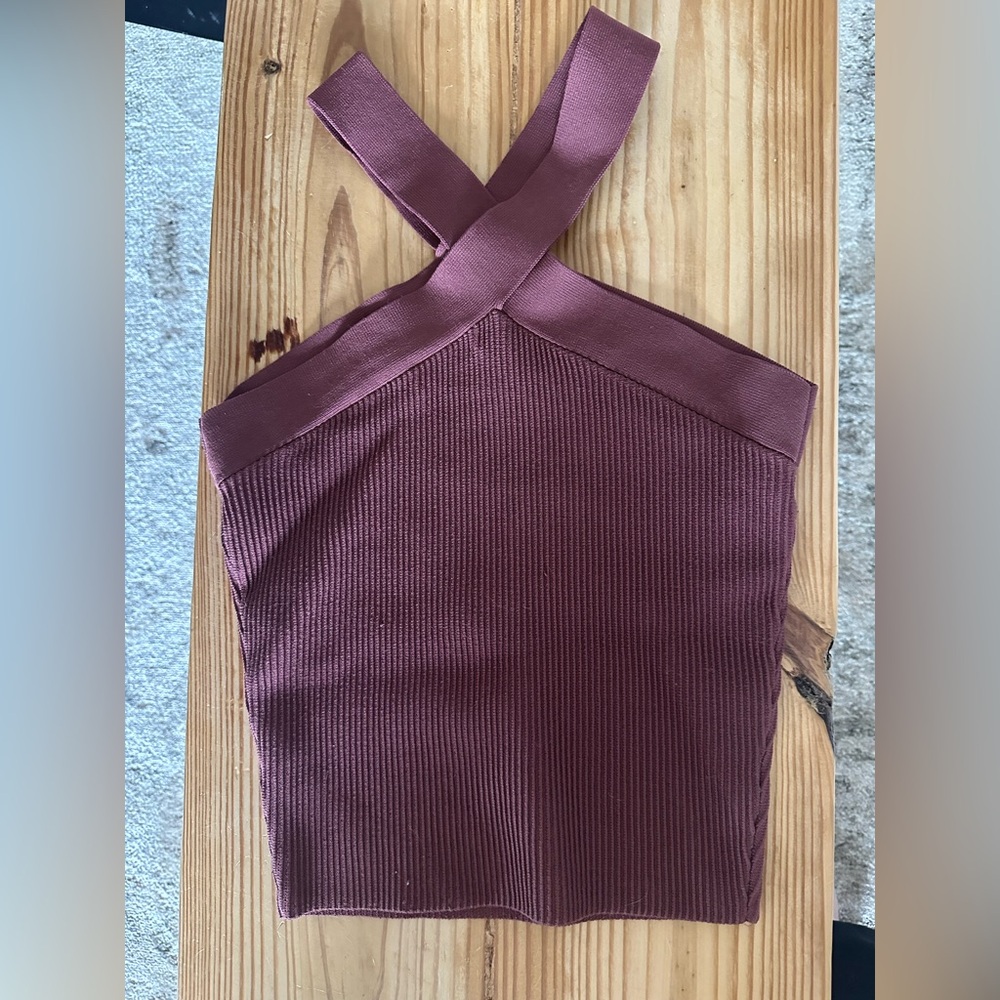 Babaton Sculpt Knit Criss Cross Halter Tank (Aritzia)